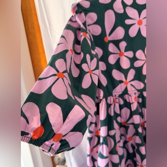 Leota Zariah Empire Waist Mini Dress 2X Floral Cotton Pockets - Picture 10 of 10